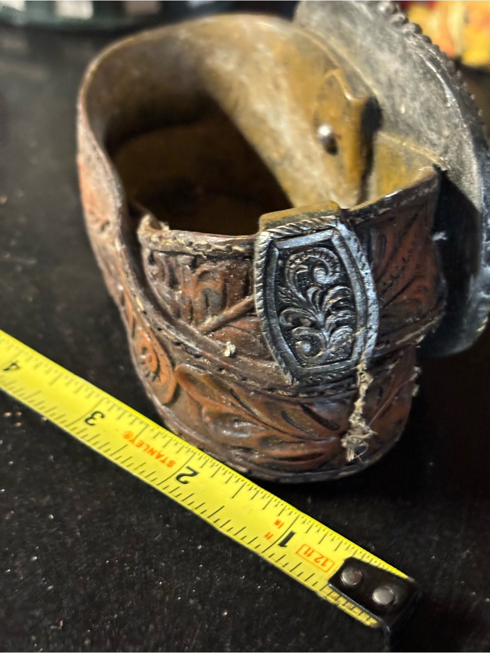 Western Turquoise Leather Belt Buckle Decor - Picture 3 of 5